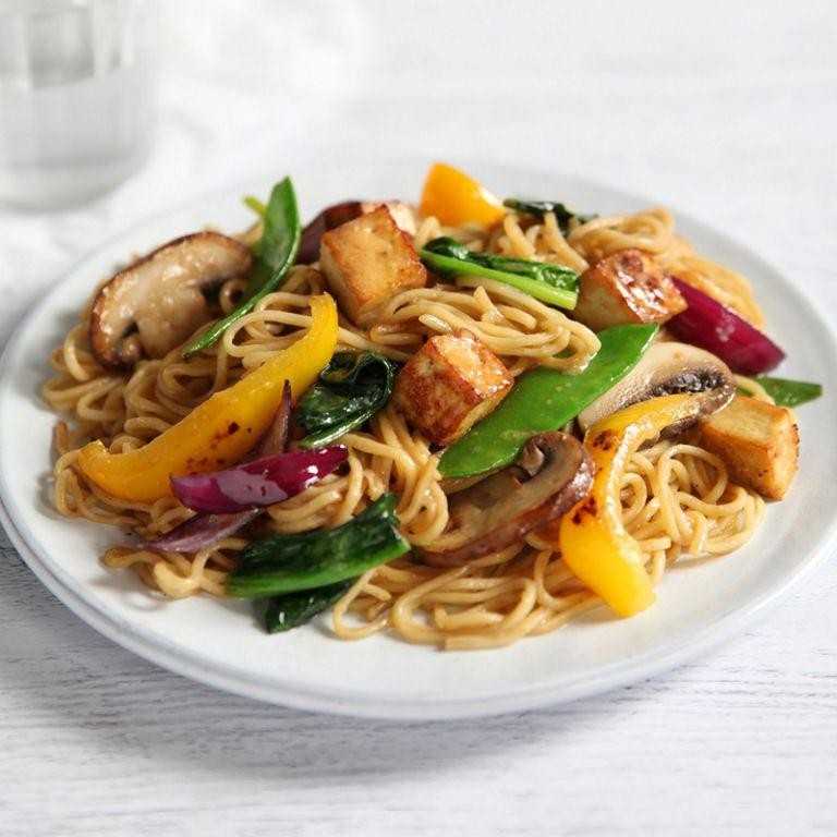 Miso Rice Noodle Vegetable Stir Fry with Tofu