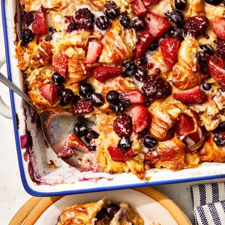 Mixed Berry Bread Pudding Casserole
