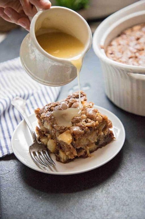 Moist Apple Cake with Homemade Vanilla Sauce