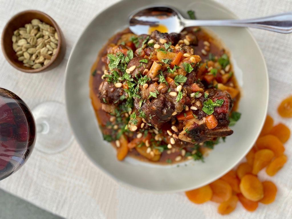 Moroccan Spiced Lamb Shanks with Apricots