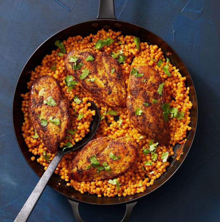 Moroccan Spiced Skillet Cod with Couscous