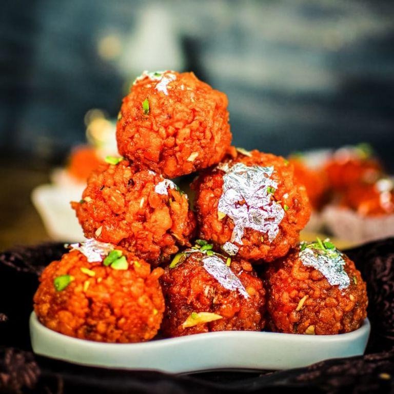 Motichoor Ladoo with Edible Silver