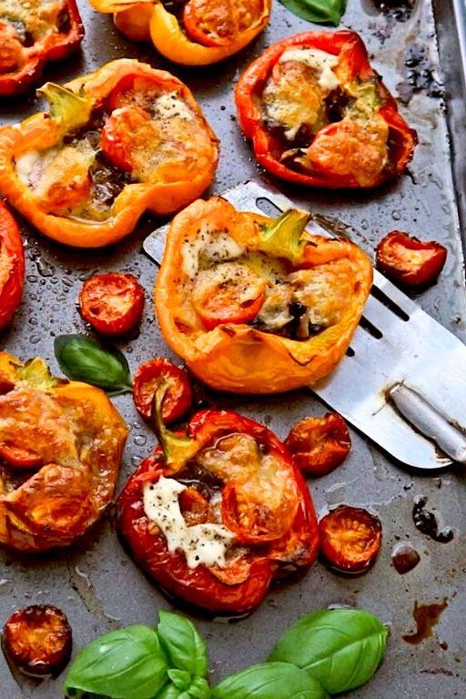 Mozzarella and Basil Stuffed Peppers