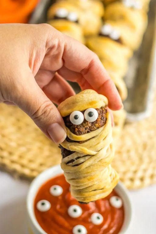 Mummified Meatball Wraps