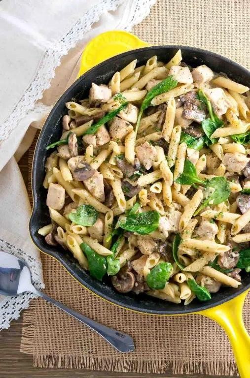 Mushroom Chicken Penne in White Wine Sauce