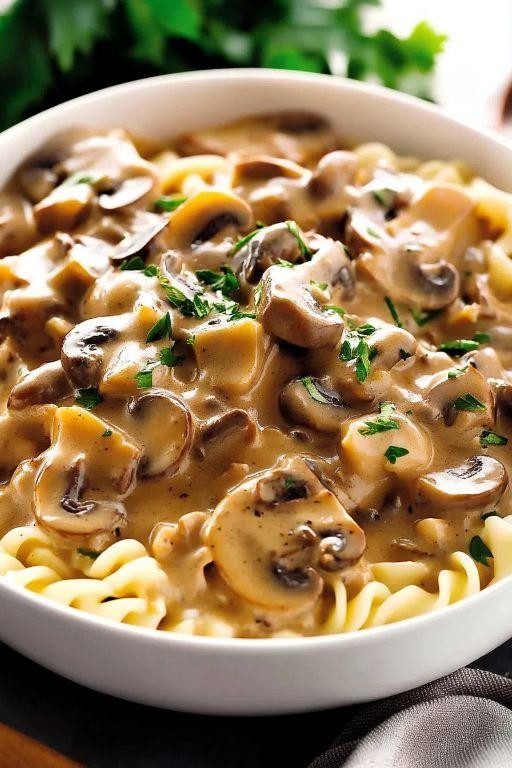Mushroom Stroganoff with a Creamy Twist