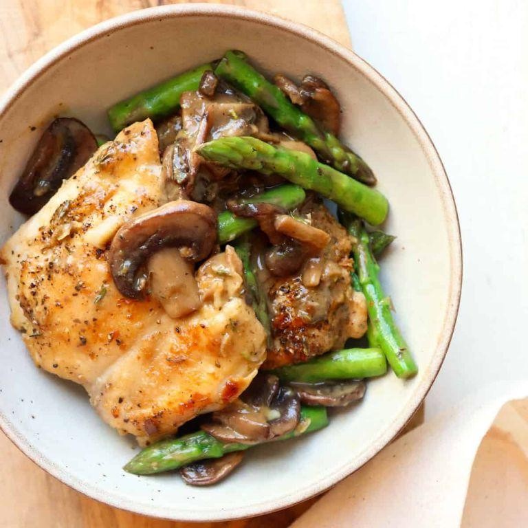 Mushroom and Asparagus Chicken Tenderloin Bake
