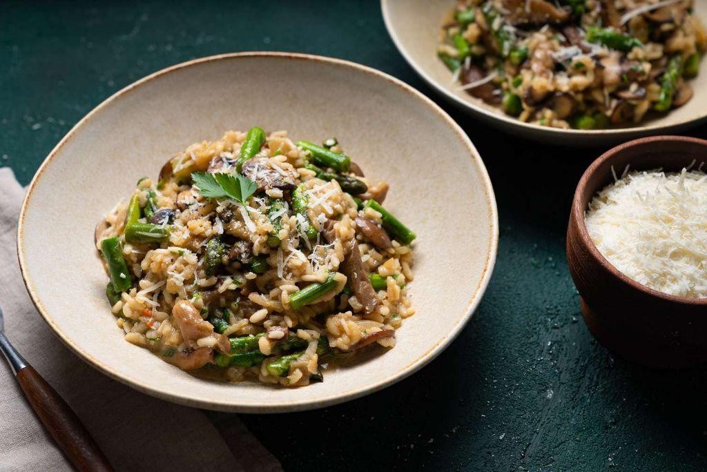 Mushroom and Asparagus Risotto