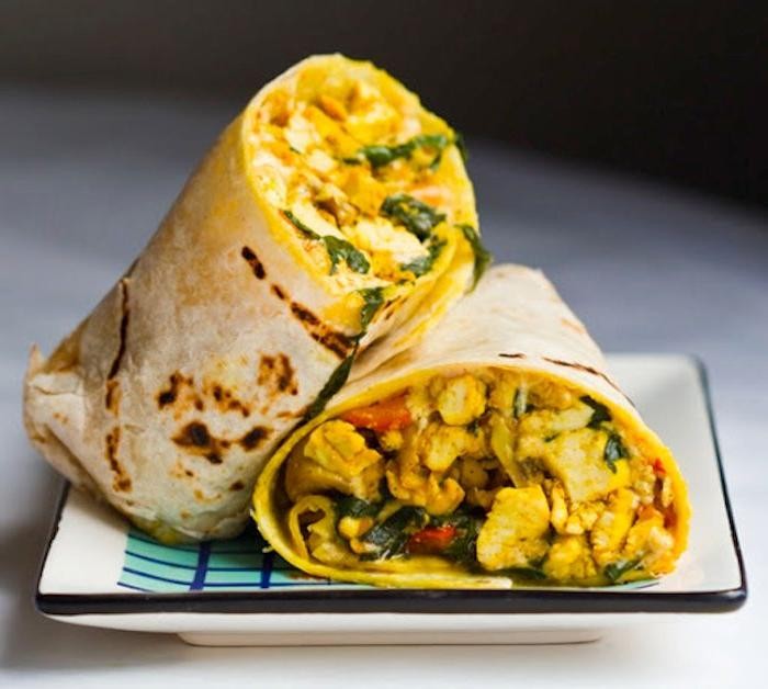 Mushroom and Bell Pepper Breakfast Burrito