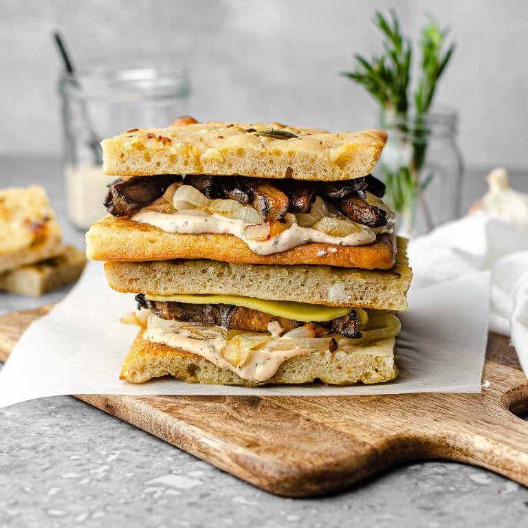 Mushroom and Brie Focaccia Delight