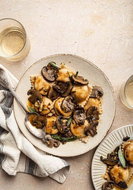 Mushroom and Butternut Squash Ravioli Bake