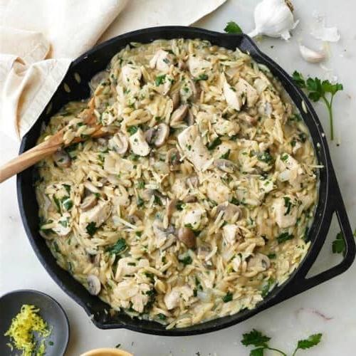 Mushroom and Chicken Orzo Risotto