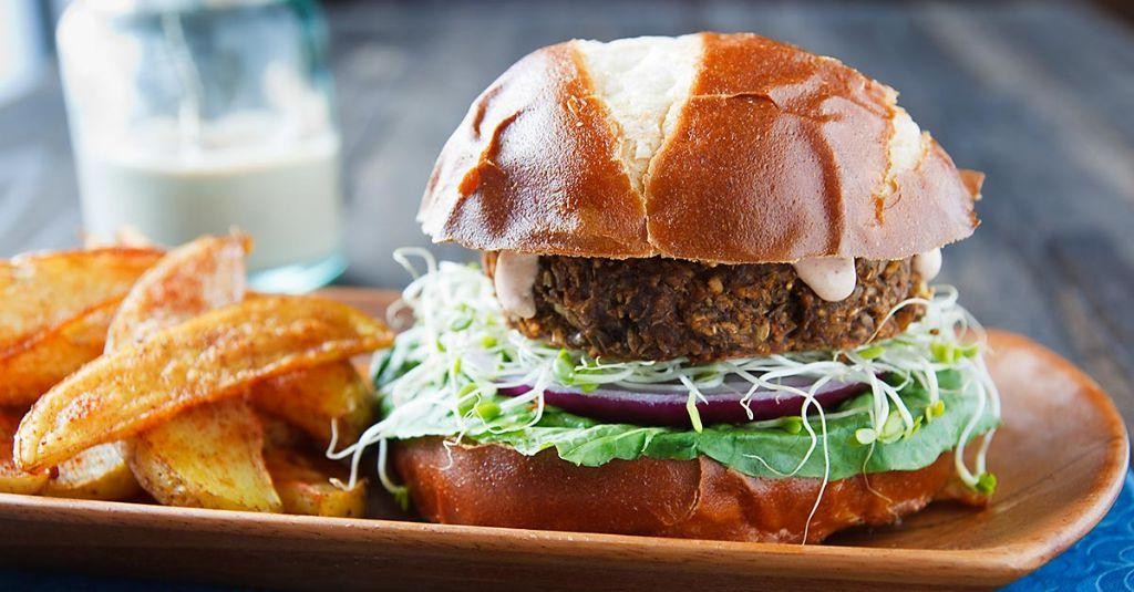 Mushroom and Lentil Burger with Spicy Mayo