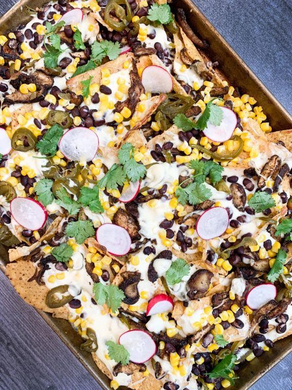 Mushroom and Pepper Jack Baked Nachos