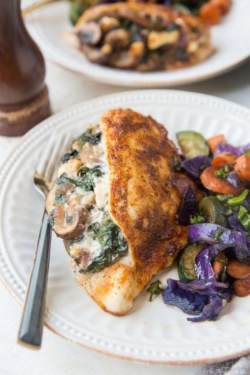 Mushroom and Spinach Stuffed Chicken