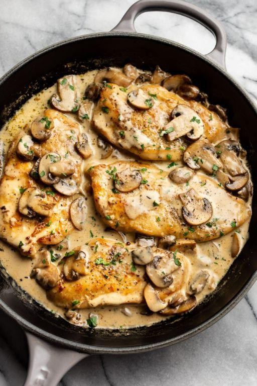 Mushroom and Wine Chicken Cutlets