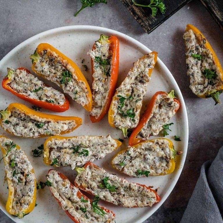 Neufchâtel Cheese and Mushroom Stuffed Bell Peppers