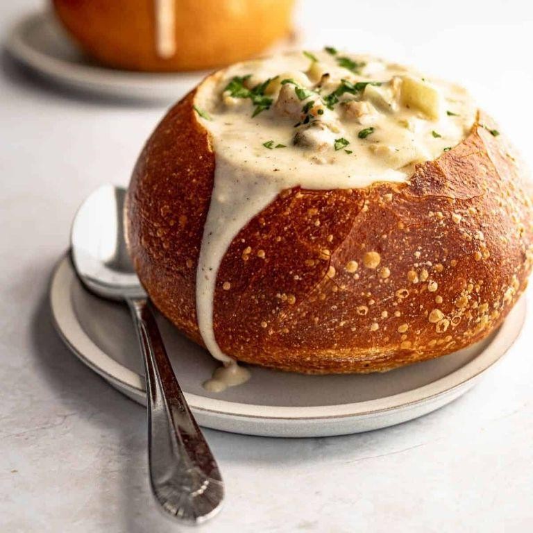New England Clam Chowder in a Bread Bowl