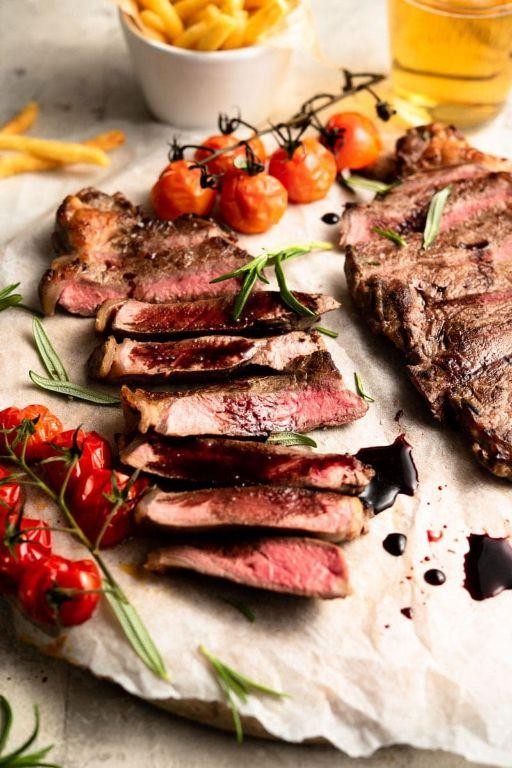 New York Strip with Balsamic Glaze and Roasted Vegetables