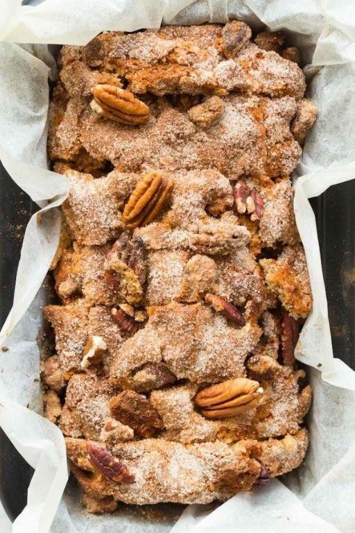 Nutty Keto Banana Bread with Pecan Topping