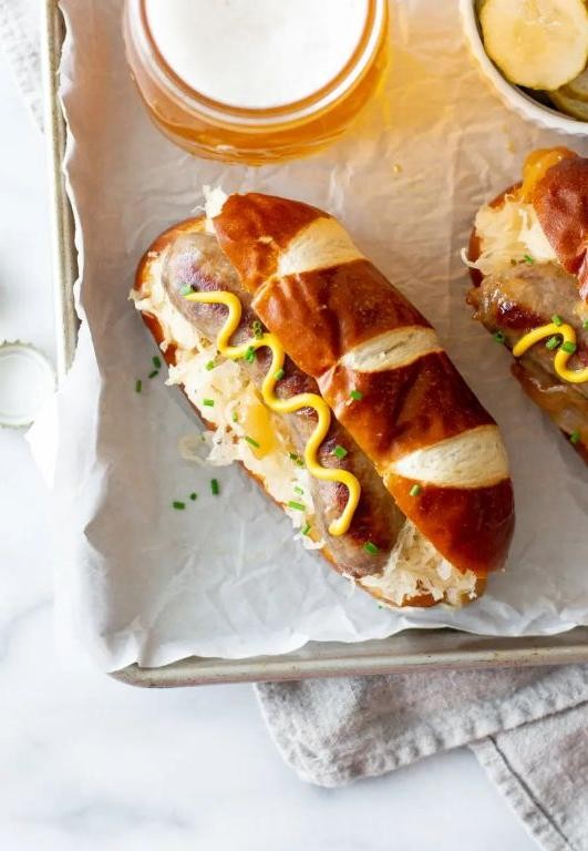Oktoberfest Bratwurst and Pretzel Rolls