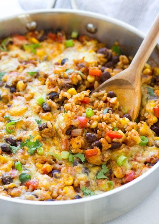 One-Pot Brown Rice and Bean Casserole