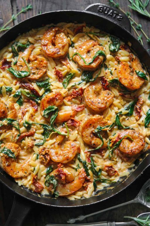 One-Pot Shrimp and Orzo with Spinach