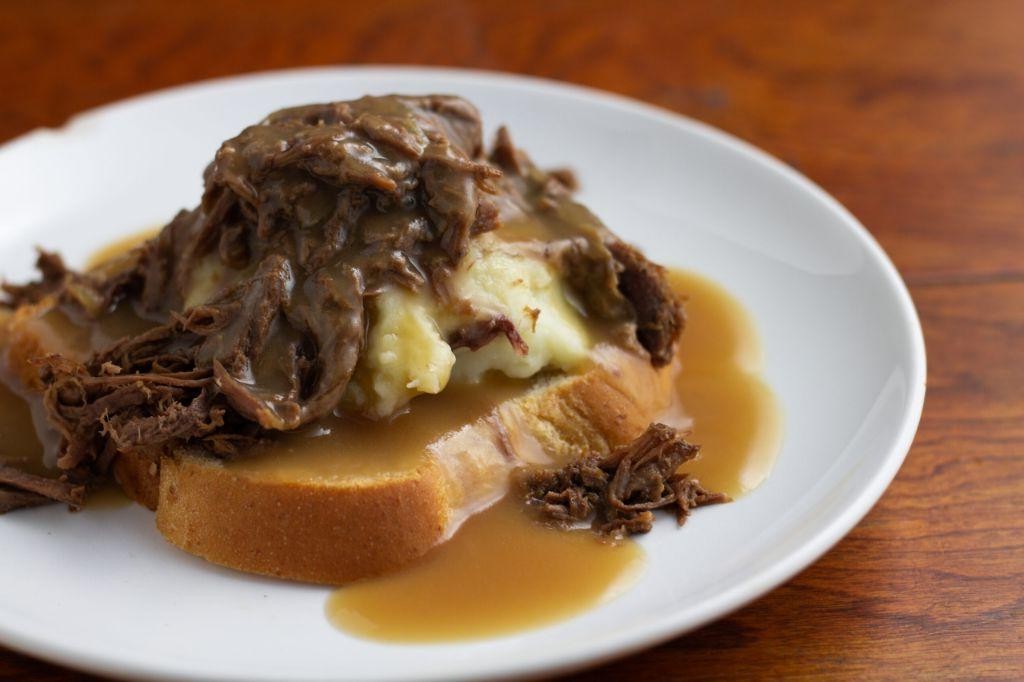 Open-Faced Roast Beef and Gravy Sandwich