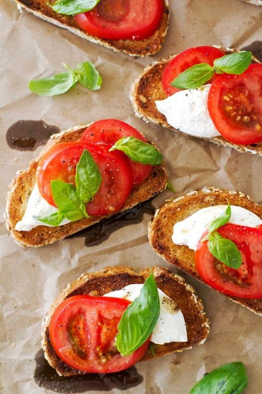 Open-Faced Tomato and Basil Sandwich