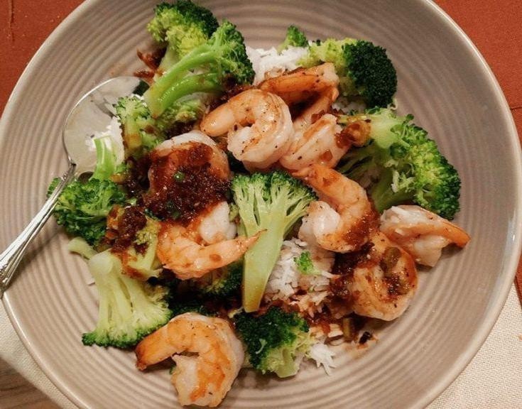 Orange Ginger Shrimp with Broccoli Florets