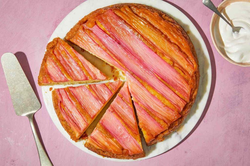 Orange Zest Rhubarb Upside-Down Cake