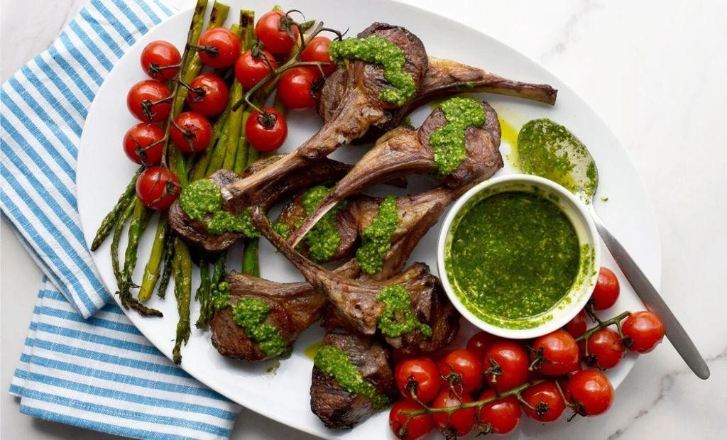 Oven-Baked Lamb Shoulder Chops with Mint Pesto