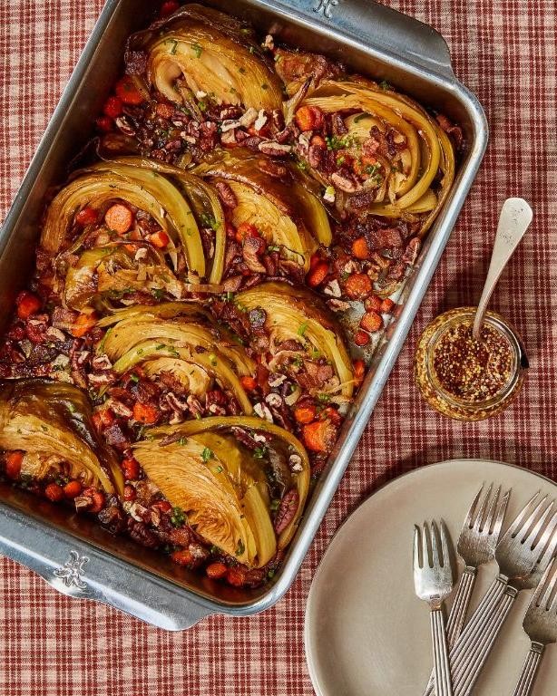 Oven-Braised Cabbage with Bacon