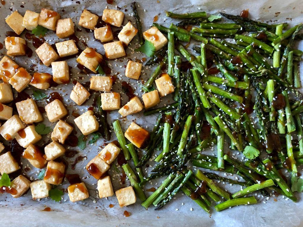 Oven-Roasted Tofu with Asparagus