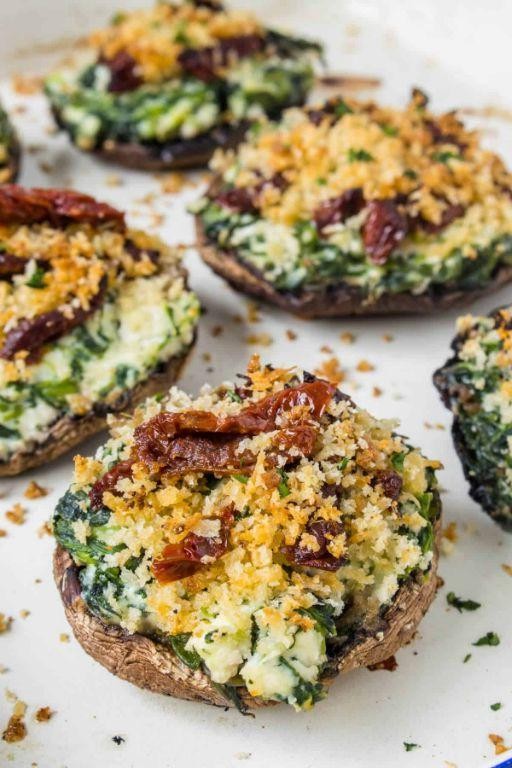 Oyster and Spinach Stuffed Mushrooms