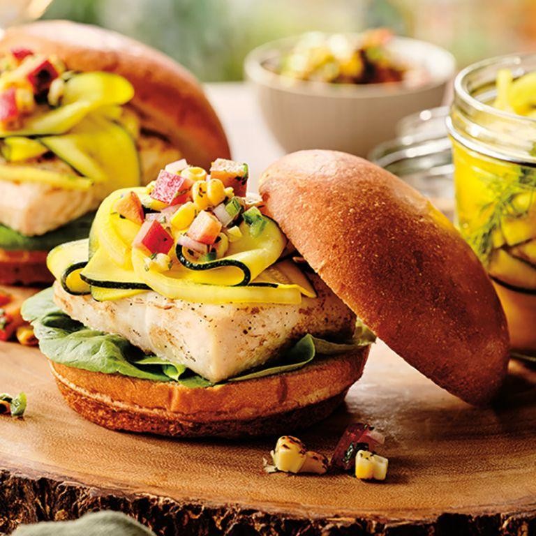 Pacific Halibut Burgers with Avocado and Salsa