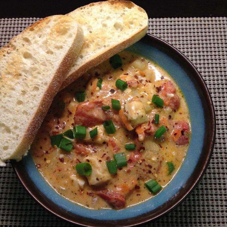 Pacific Halibut Chowder with Corn and Bacon