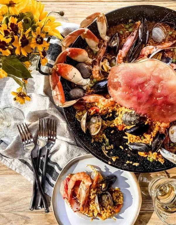 Pacific Halibut and Shrimp Paella