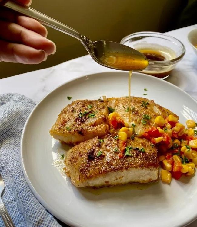 Pan Seared Red Snapper with Garlic Brown Butter