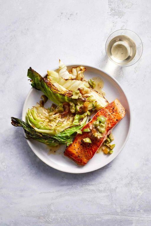 Pan-Seared Fish with Roasted Cabbage
