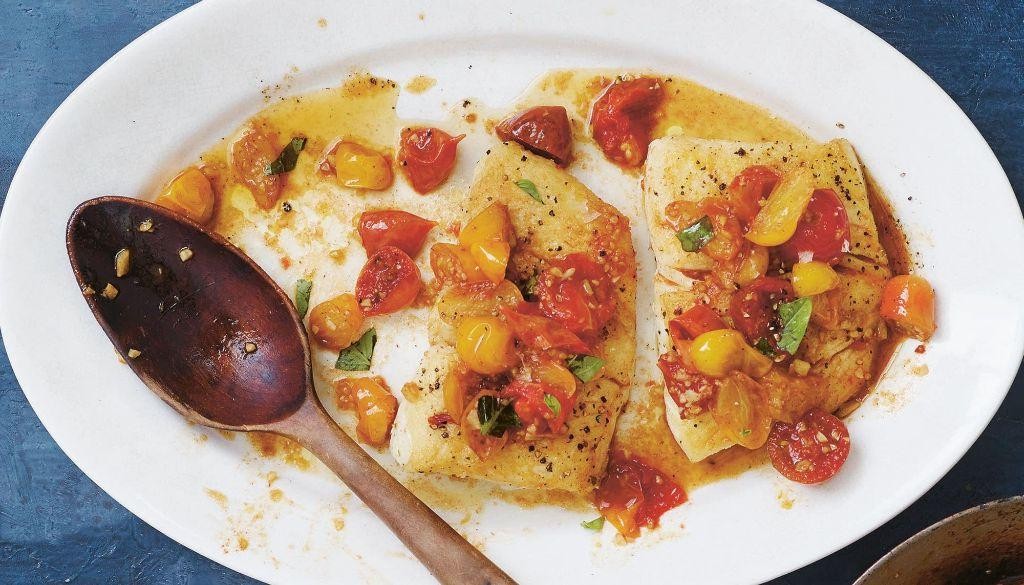 Pan-Seared Halibut with Tomato Basil Salsa