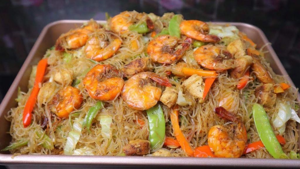 Pancit Bihon Guisado with Shrimp