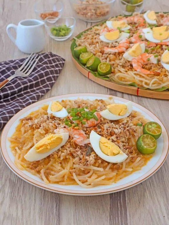 Pancit Luglug with Hard-Boiled Eggs