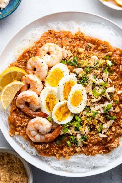 Pancit Malabon with Rich Seafood Sauce