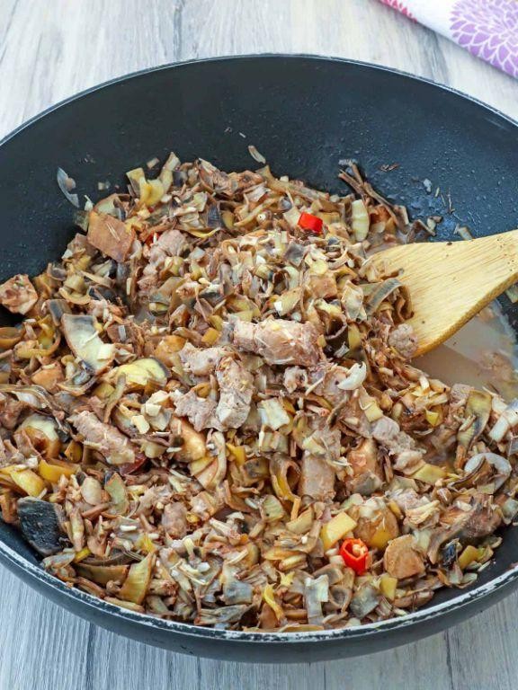 Pancit Puso ng Saging with Native Banana Blossoms