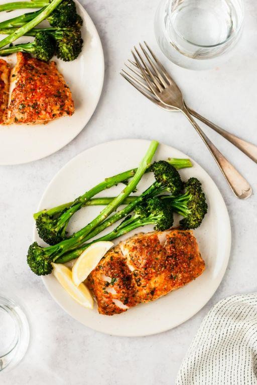 Parmesan Baked Cod with Roasted Vegetables