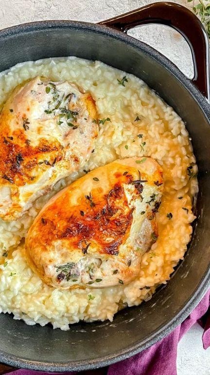Parmesan Chicken with Garlic Risotto