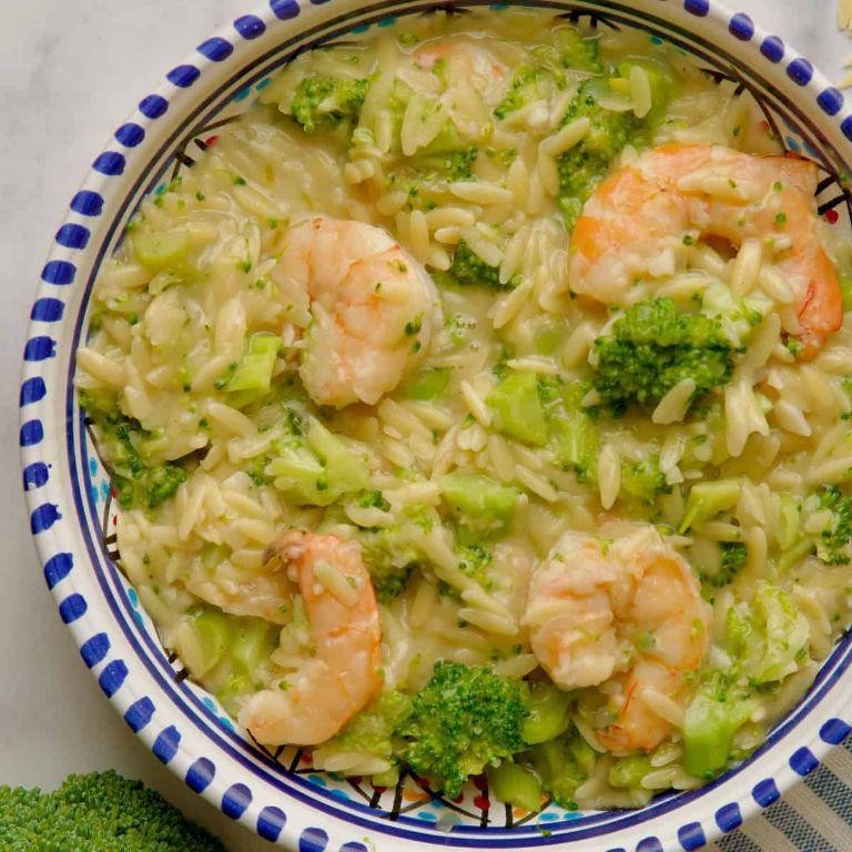 Parmesan Shrimp and Orzo with Broccoli
