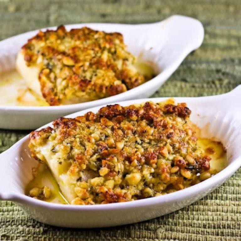 Parmesan and Pine Nut Crusted Baked Cod