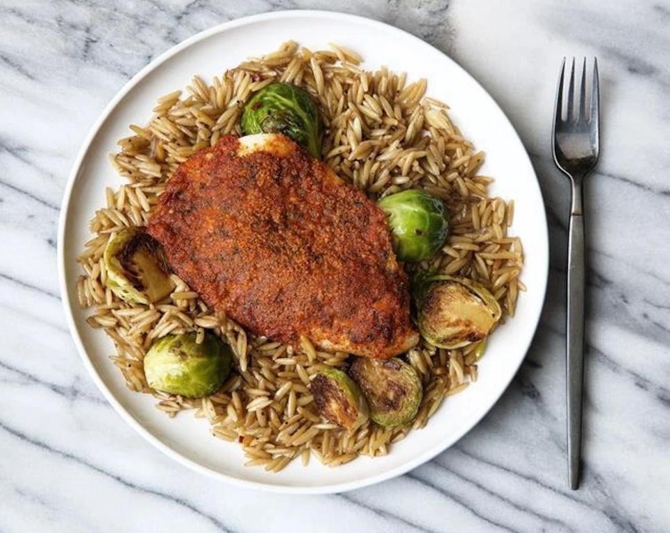 Parmesan-Crusted Tilapia with Orzo and Asparagus